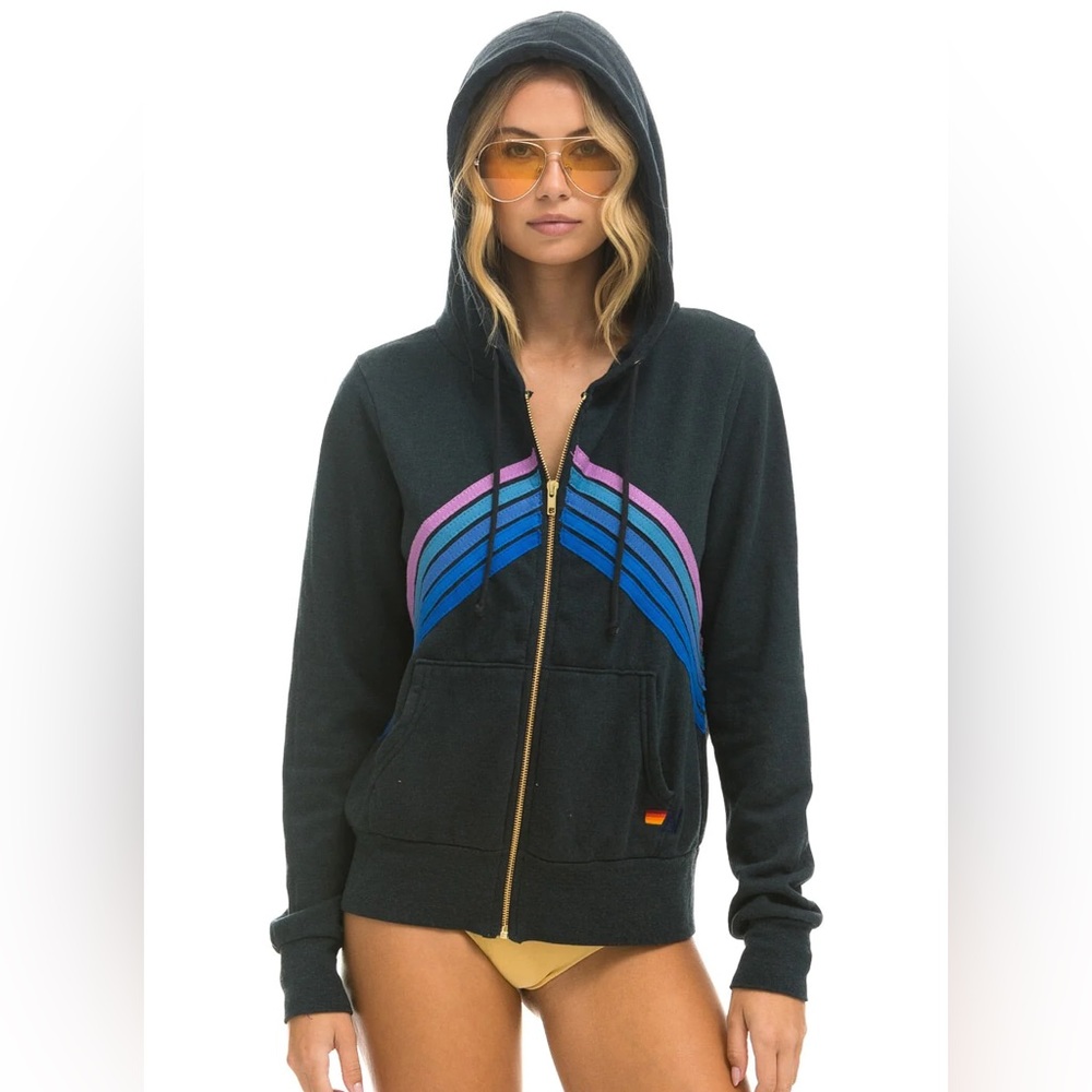 NWT Aviator Nation MOUNTAIN STITCH CHEVRON ZIP HOODIE Size Medium